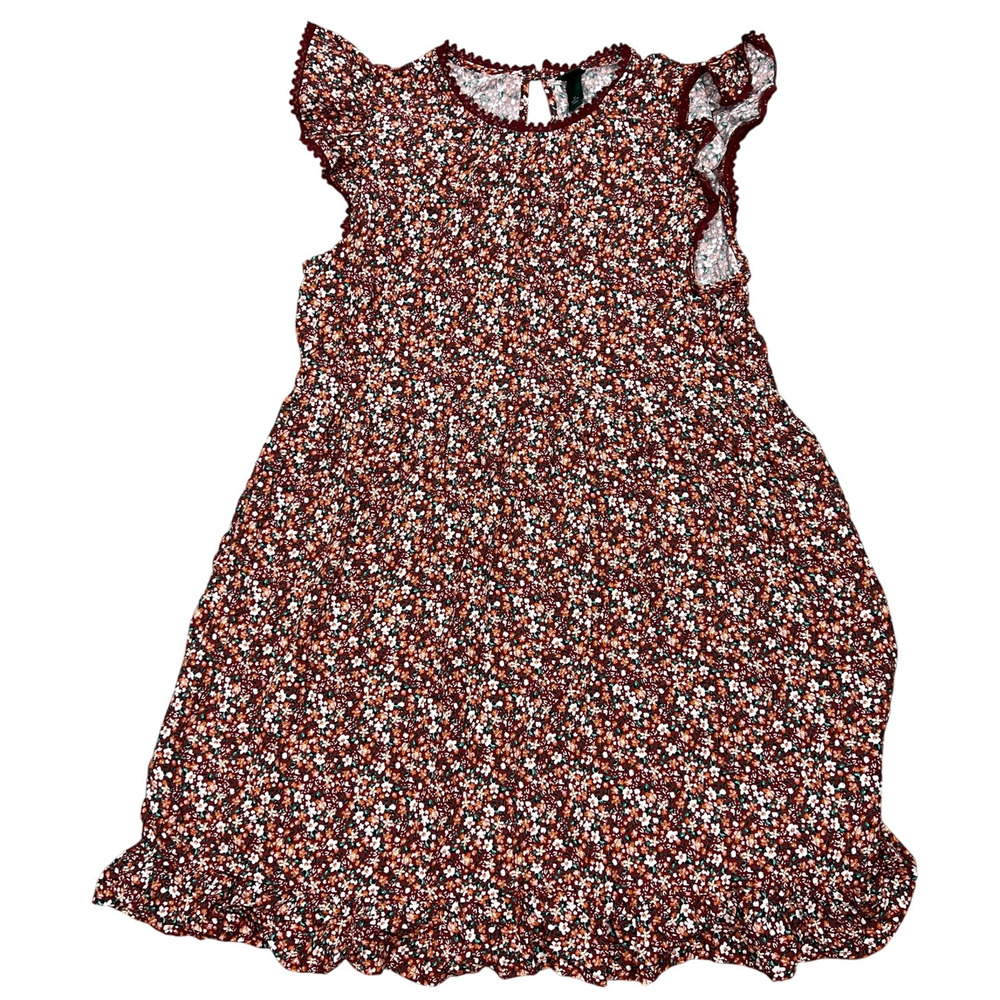 Wild Fable Women's Brown Floral Flutter Short Sleeve Trapeze Dress - XS - NWT